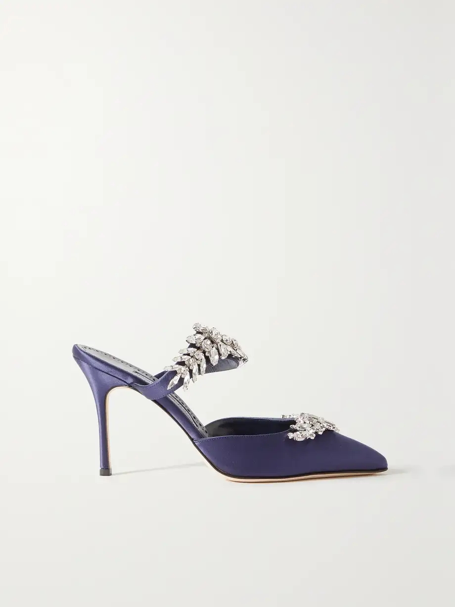 Lurum 90 crystal-embellished satin mules Lurum 90 crystal-embellished satin mules