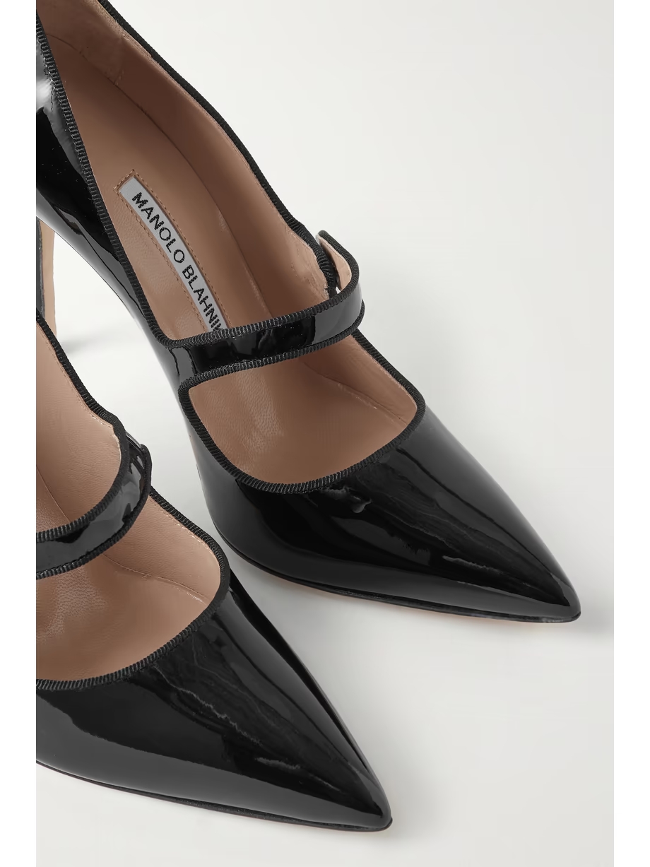 Campari 105 grosgrain-trimmed patent-leather pumps Campari 105 grosgrain-trimmed patent-leather pumps