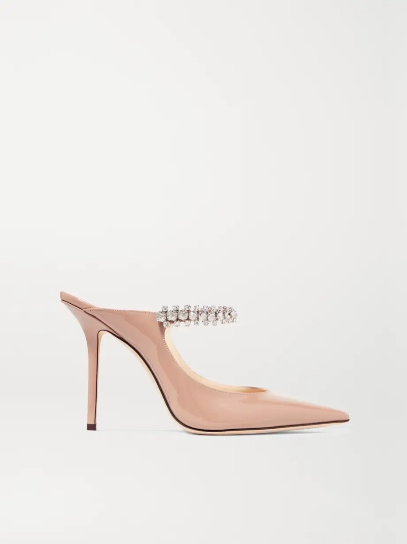 Bing 100 crystal-embellished patent-leather mules Bing 100 crystal-embellished patent-leather mules
