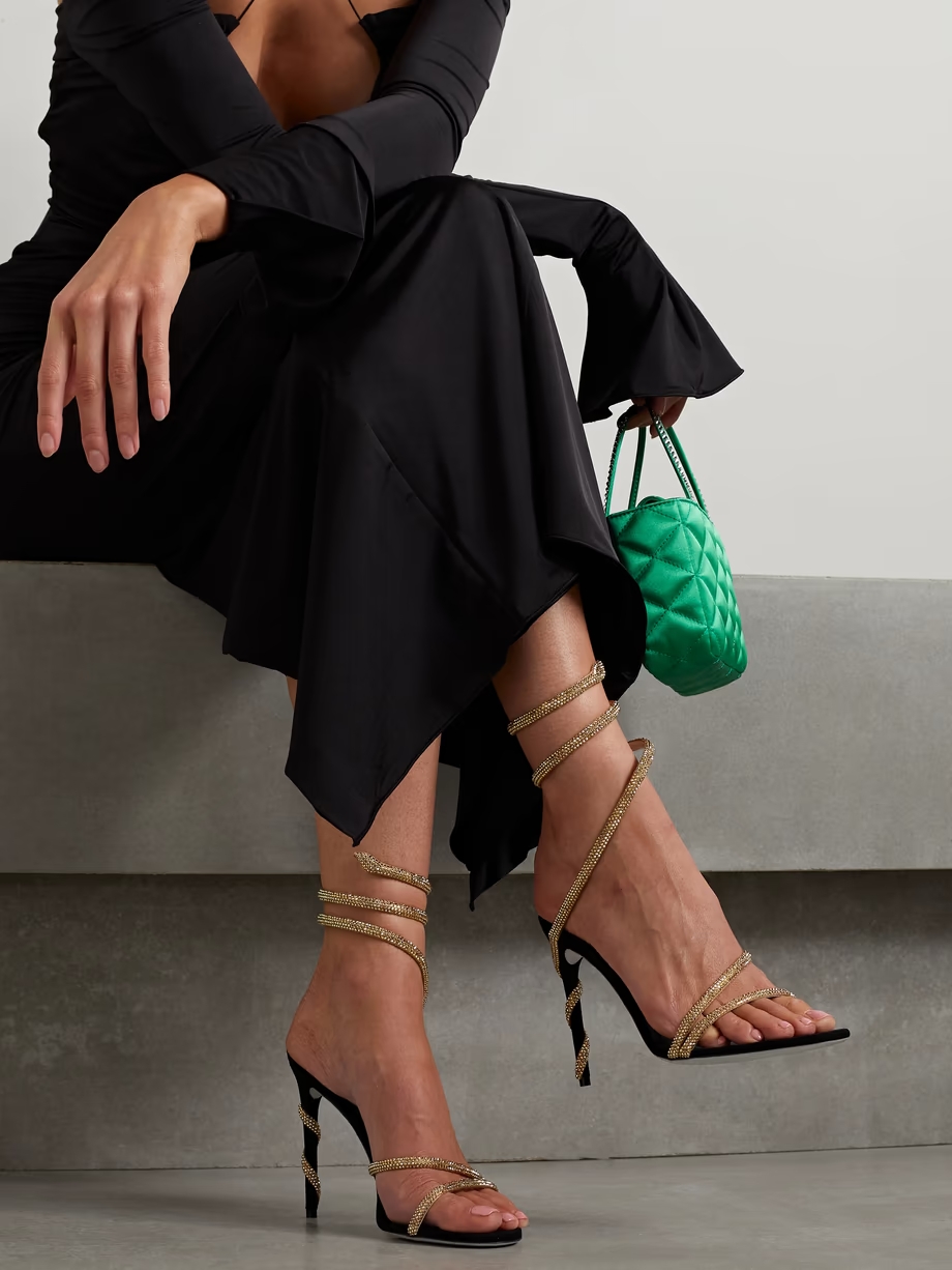 Crystal-embellished suede sandals Crystal-embellished suede sandals