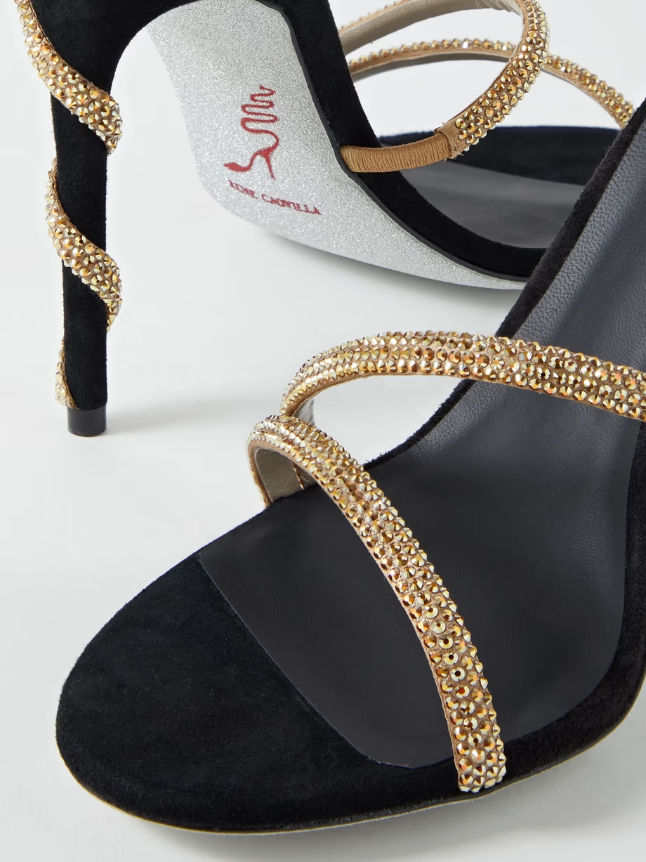 Crystal-embellished suede sandals Crystal-embellished suede sandals