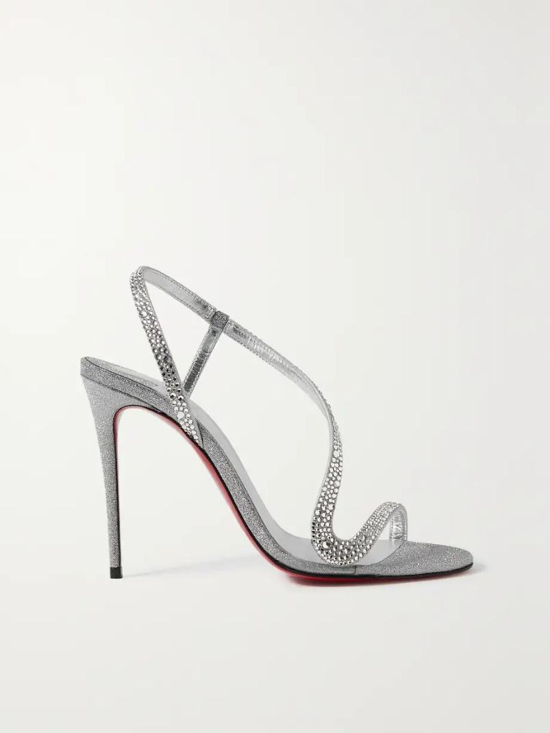 Rosalie Strass 100 embellished glittered leather sandals Rosalie Strass 100 embellished glittered leather sandals