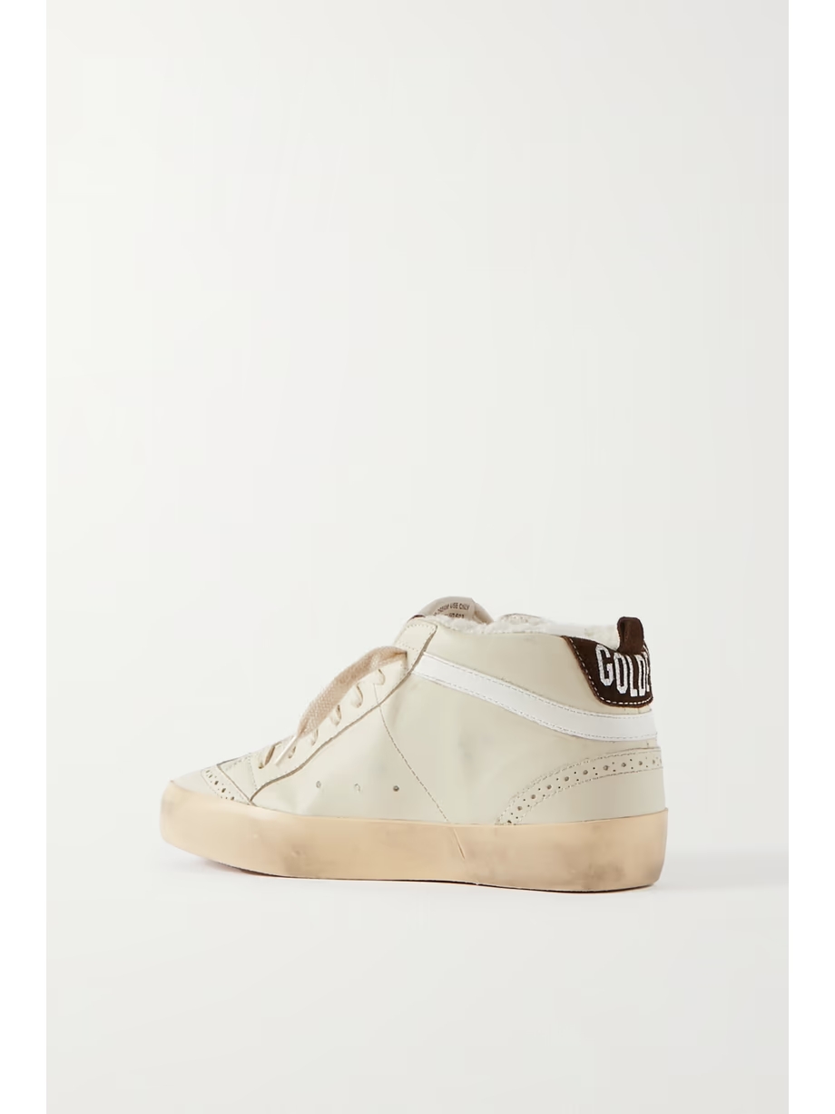 Superstar distressed shearling-lined rubber and leather sneakers Superstar distressed shearling-lined rubber and leather sneakers