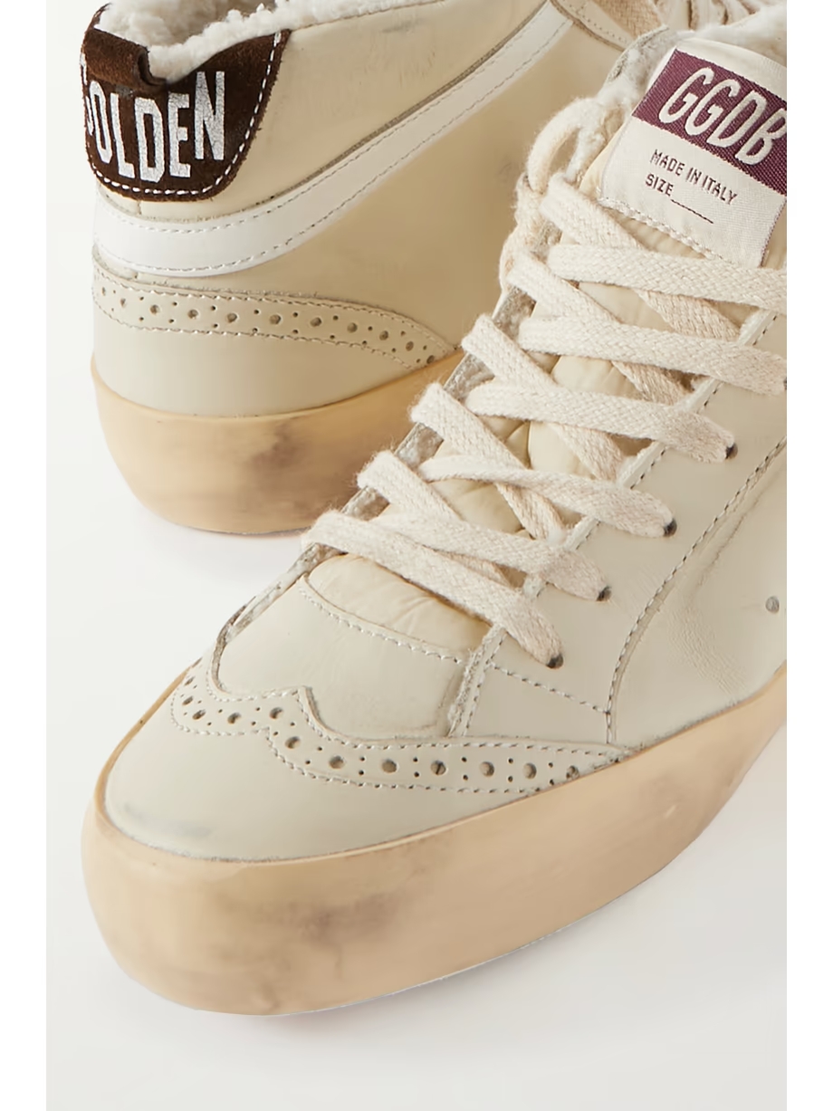 Superstar distressed shearling-lined rubber and leather sneakers Superstar distressed shearling-lined rubber and leather sneakers