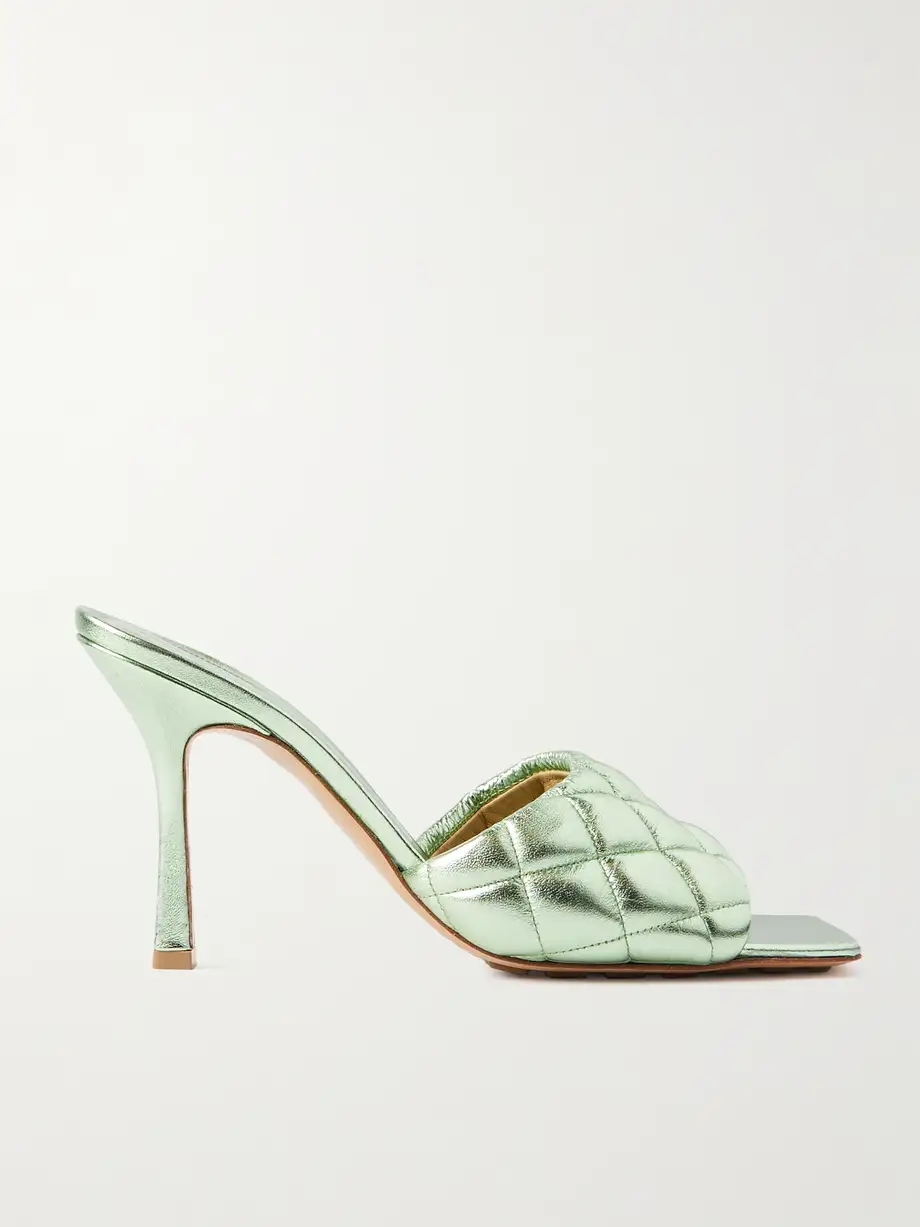 Quilted metallic leather mules Quilted metallic leather mules