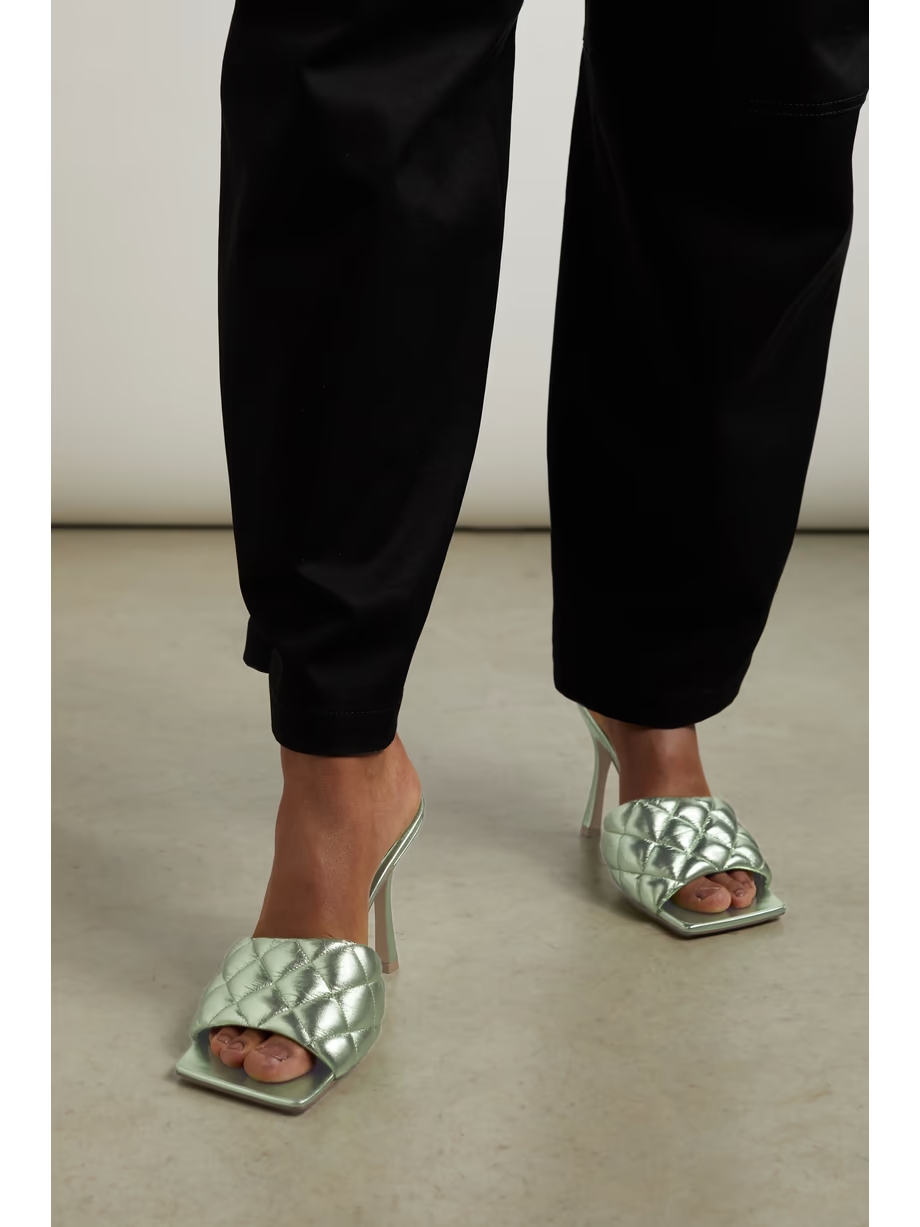 Quilted metallic leather mules Quilted metallic leather mules