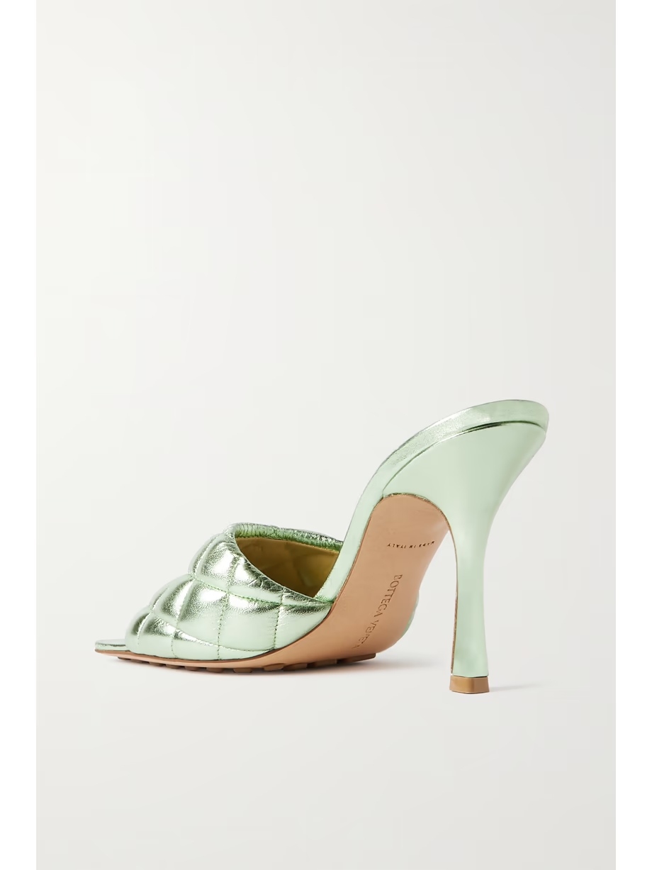 Quilted metallic leather mules Quilted metallic leather mules