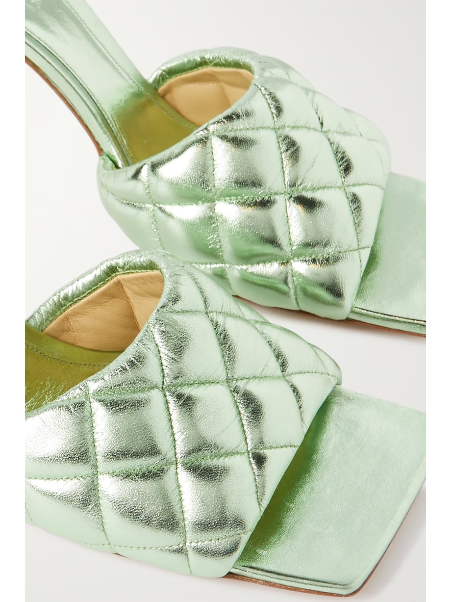 Quilted metallic leather mules Quilted metallic leather mules