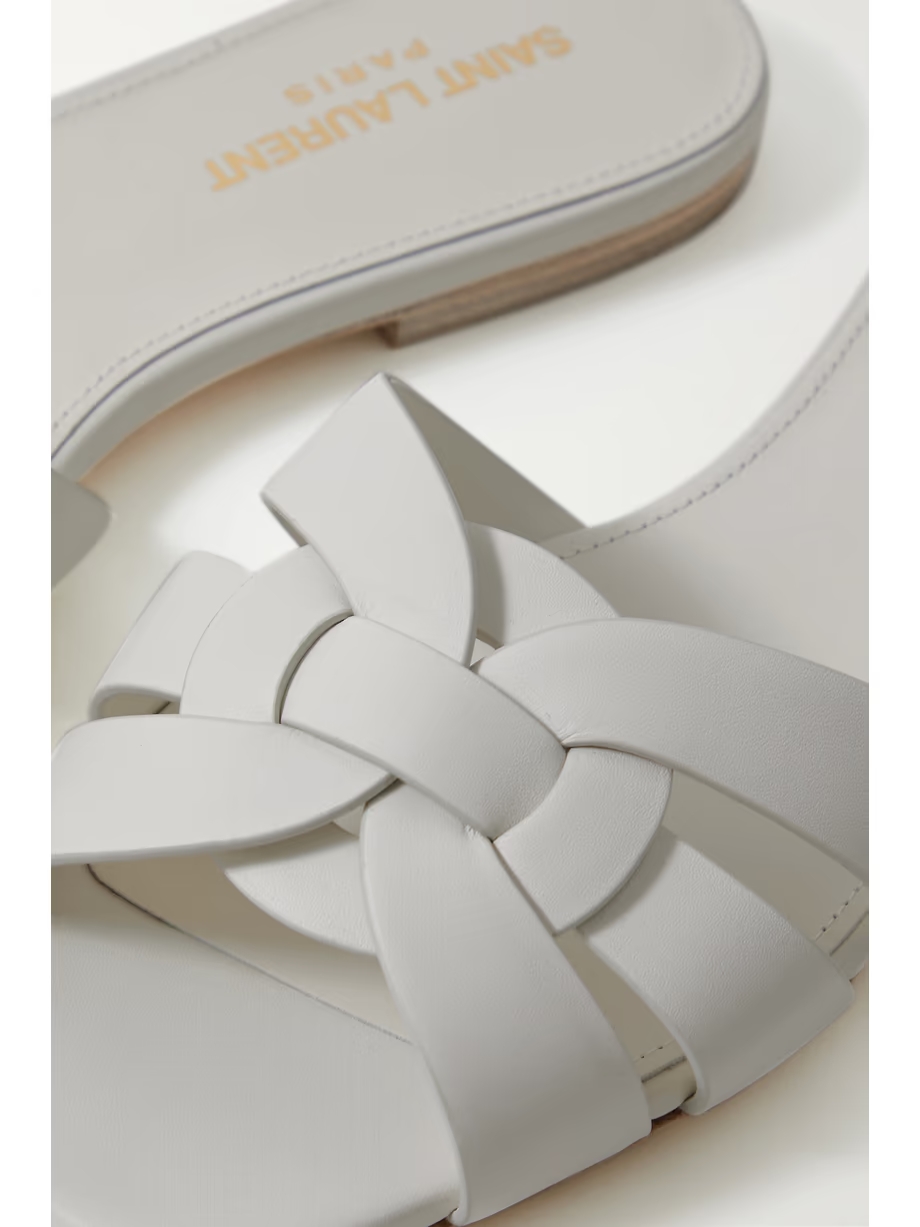 Tribute woven leather slides Tribute woven leather slides