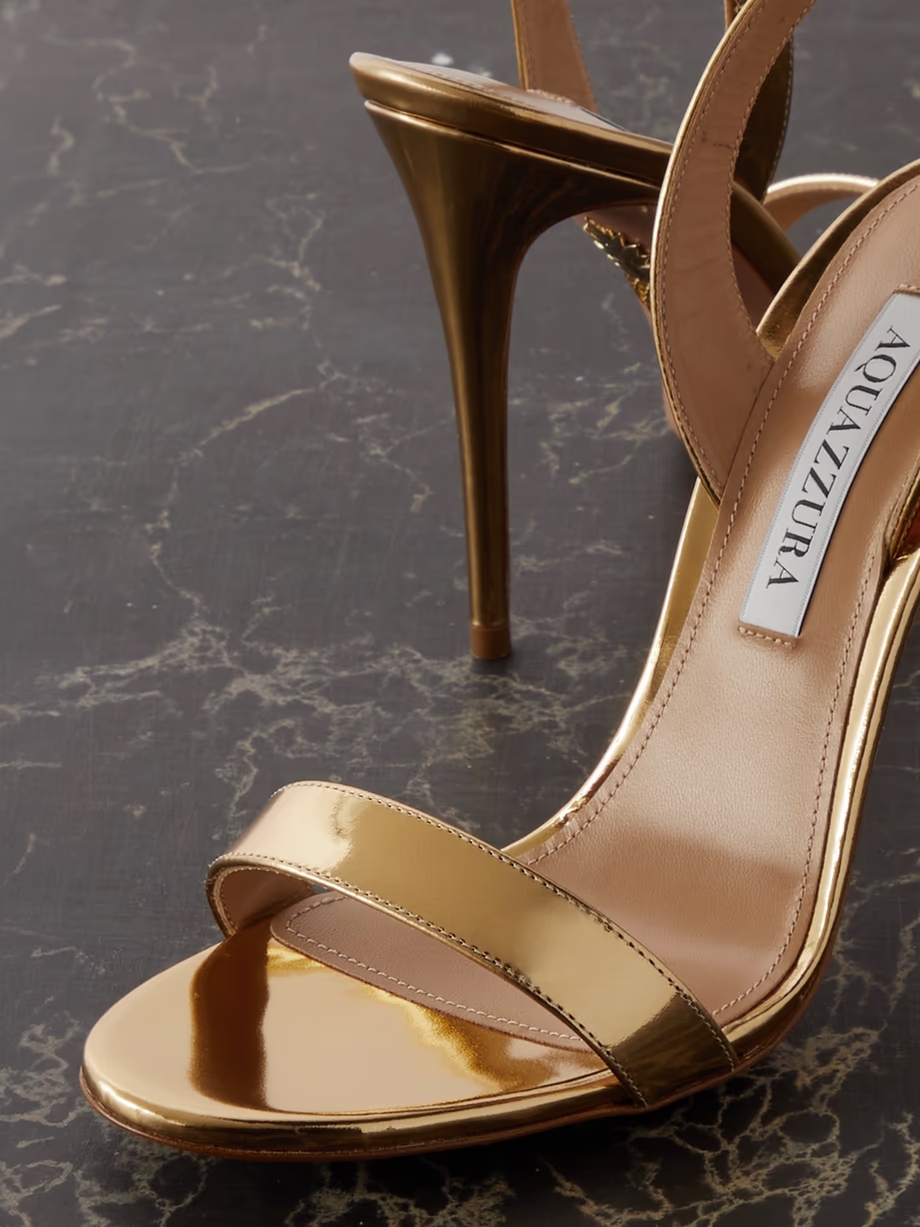 So Nude 105 mirrored-leather slingback sandals So Nude 105 mirrored-leather slingback sandals