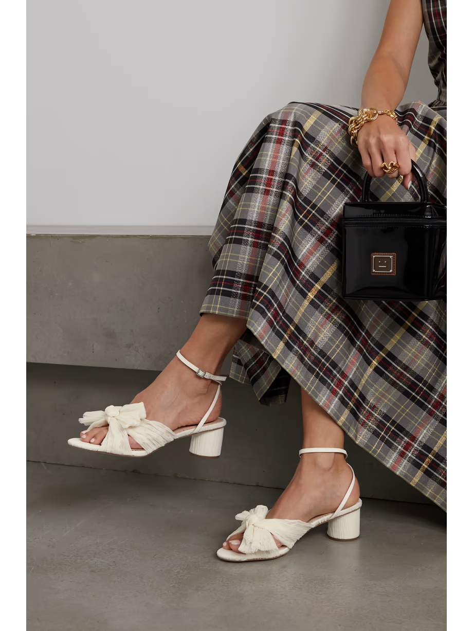 Dahlia faux leather-trimmed plissé-organza sandals Dahlia faux leather-trimmed plissé-organza sandals