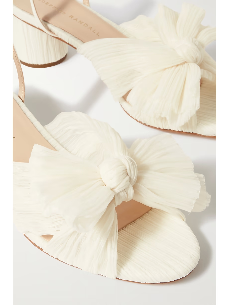 Dahlia faux leather-trimmed plissé-organza sandals Dahlia faux leather-trimmed plissé-organza sandals