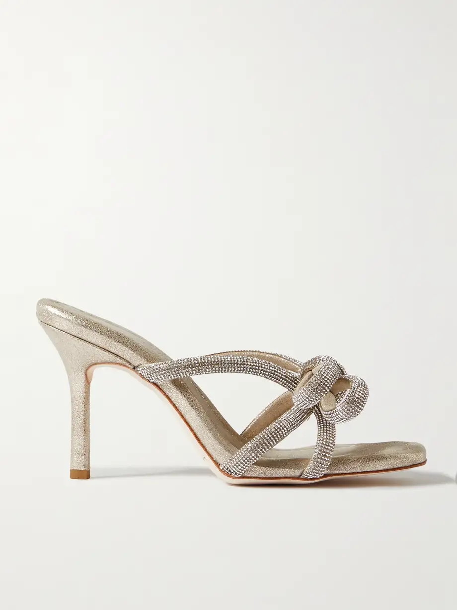 Margi crystal-embellished metallic suede mules Margi crystal-embellished metallic suede mules
