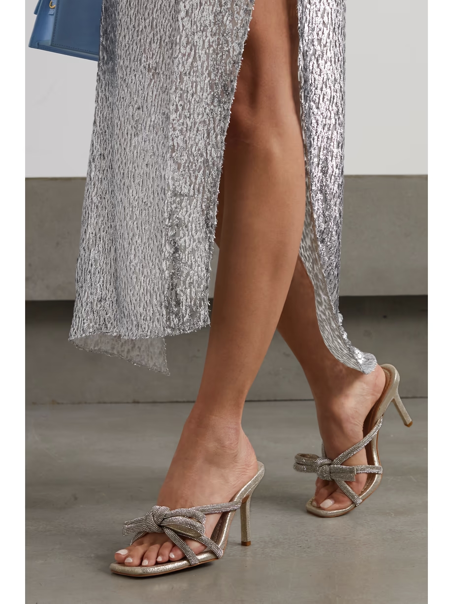 Margi crystal-embellished metallic suede mules Margi crystal-embellished metallic suede mules