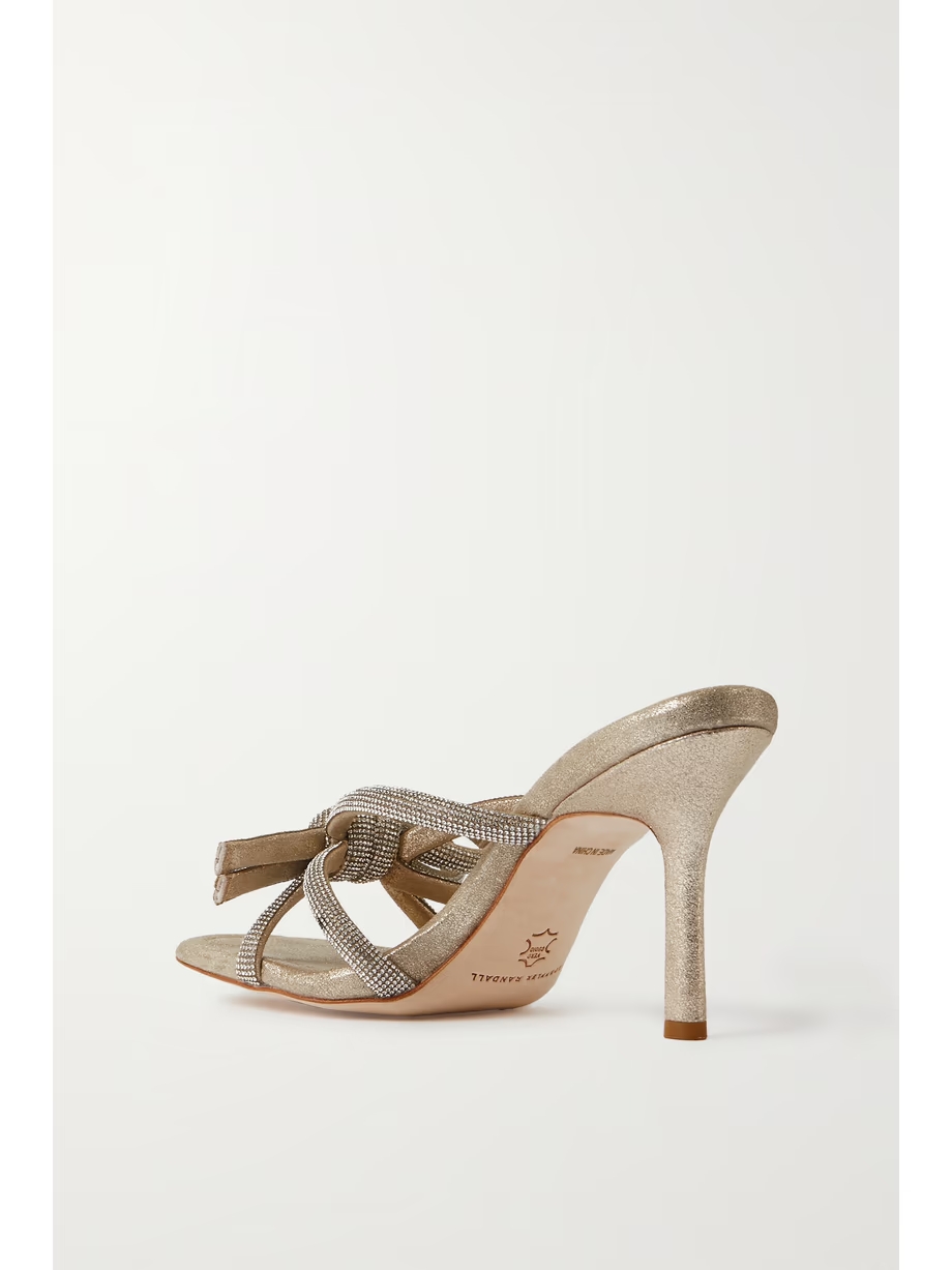 Margi crystal-embellished metallic suede mules Margi crystal-embellished metallic suede mules