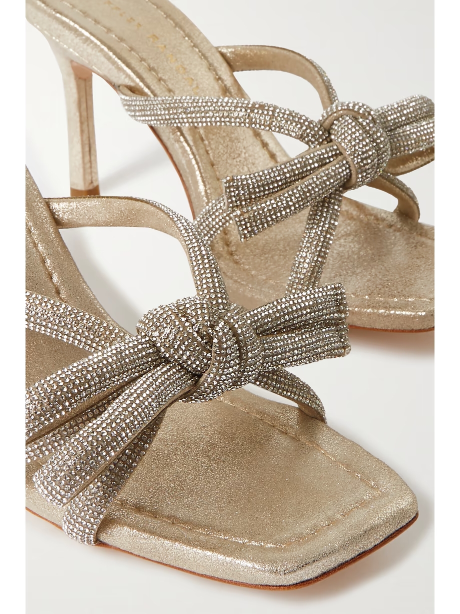 Margi crystal-embellished metallic suede mules Margi crystal-embellished metallic suede mules