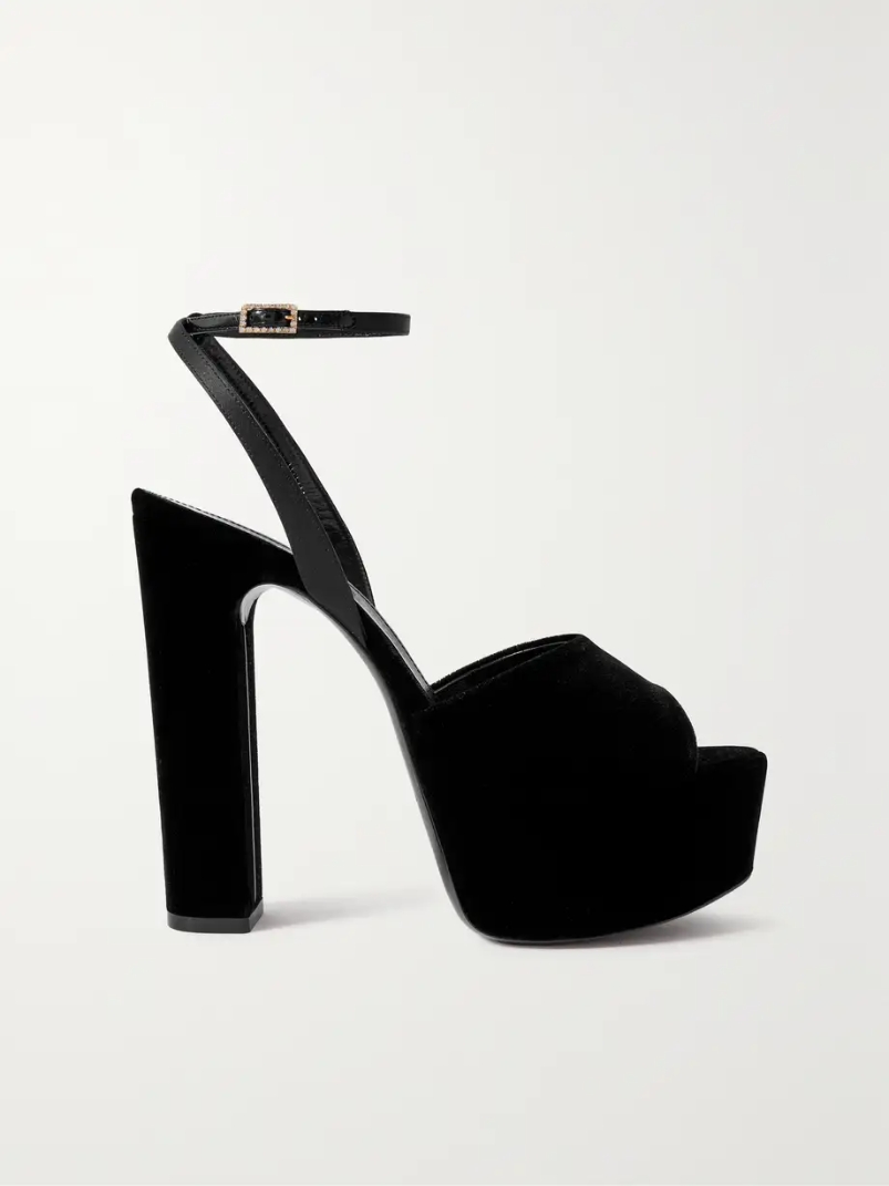 Jodie embellished satin and velvet platform sandals Jodie embellished satin and velvet platform sandals