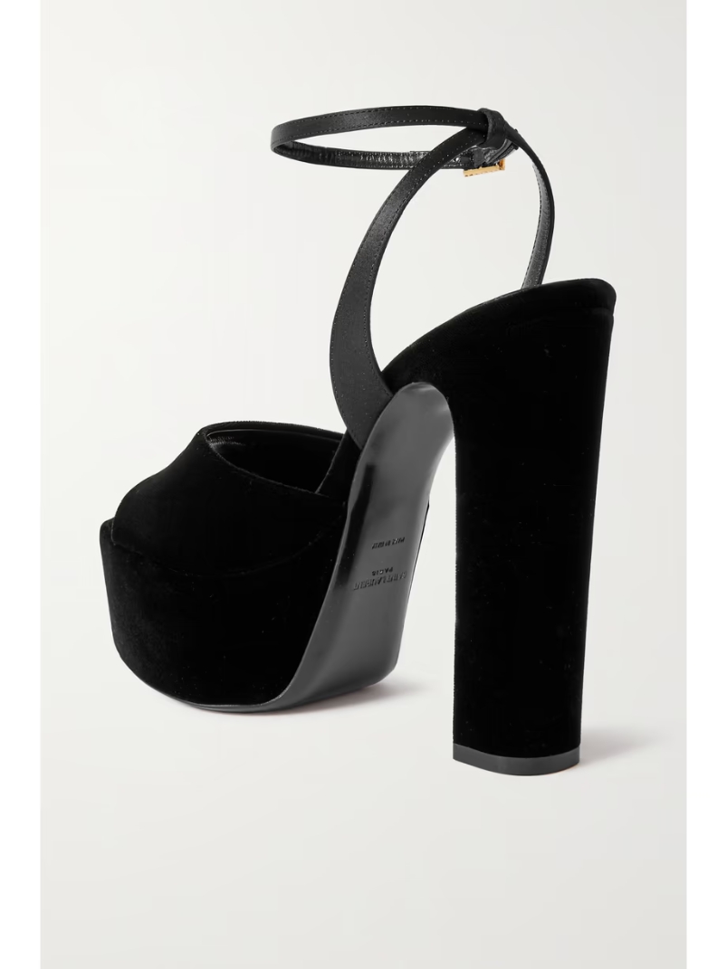 Jodie embellished satin and velvet platform sandals Jodie embellished satin and velvet platform sandals