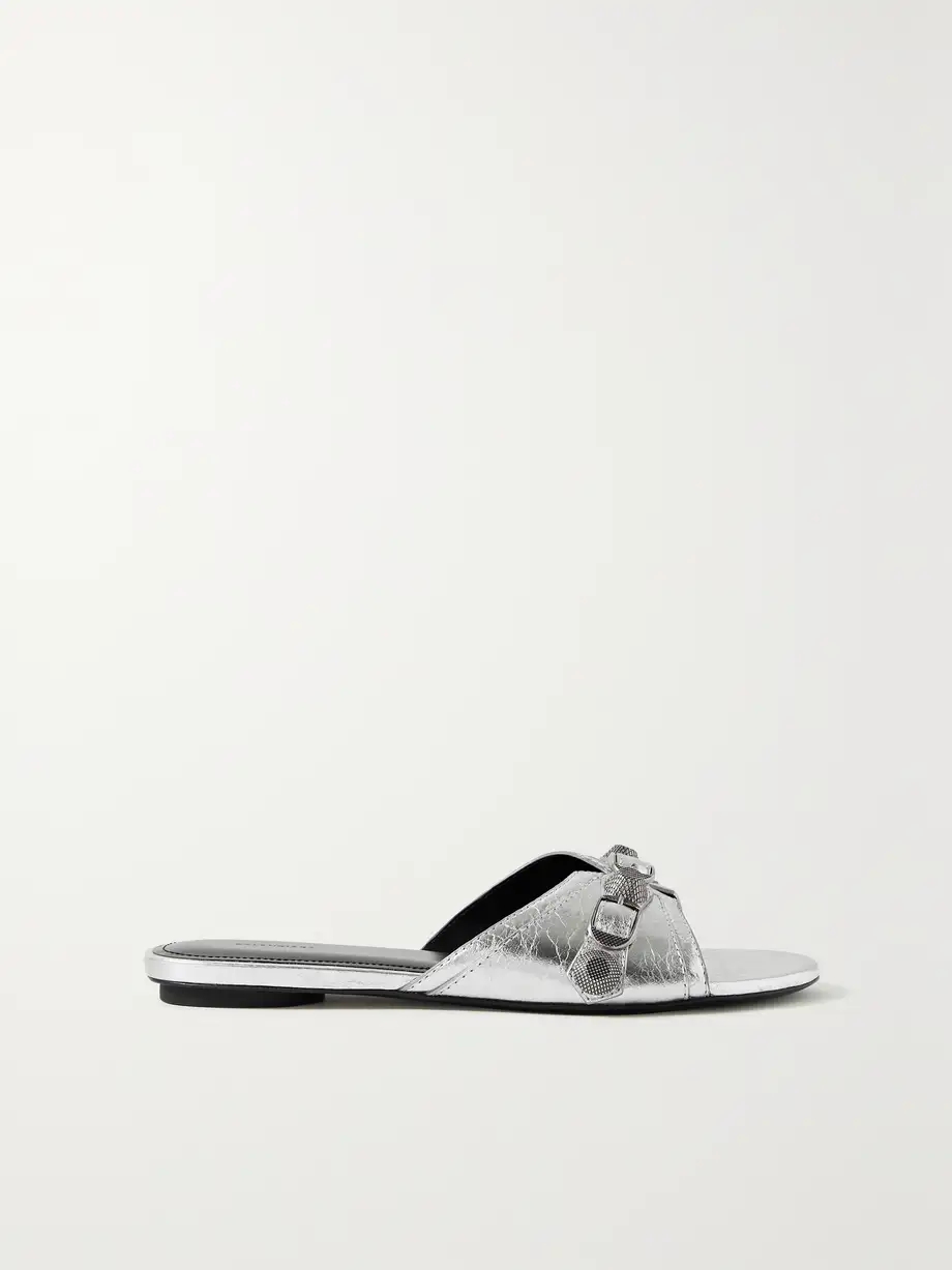 Cagole embellished metallic textured-leather sandals Cagole embellished metallic textured-leather sandals