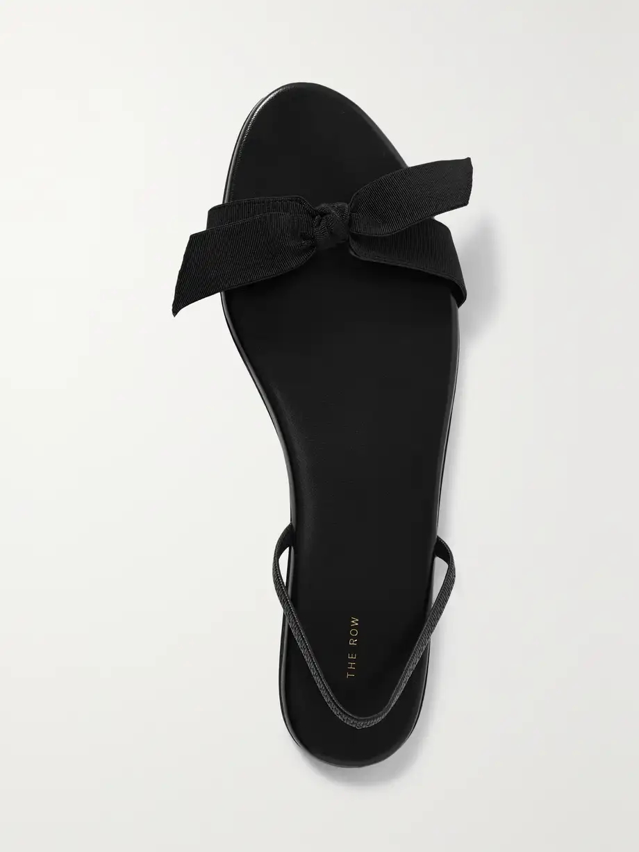 Bow grosgrain and leather slingback sandals Bow grosgrain and leather slingback sandals