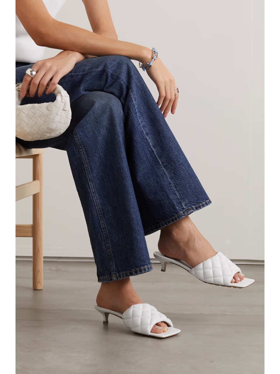 Padded quilted leather mules Padded quilted leather mules