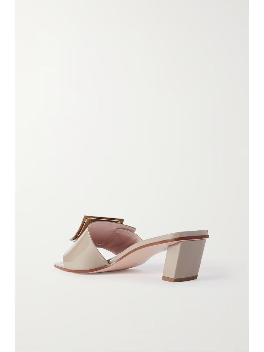 Love embellished patent-leather mules Love embellished patent-leather mules