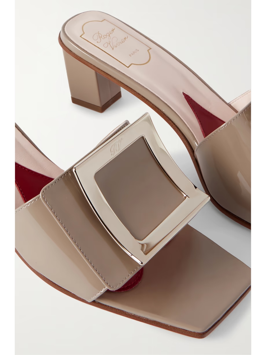 Love embellished patent-leather mules Love embellished patent-leather mules