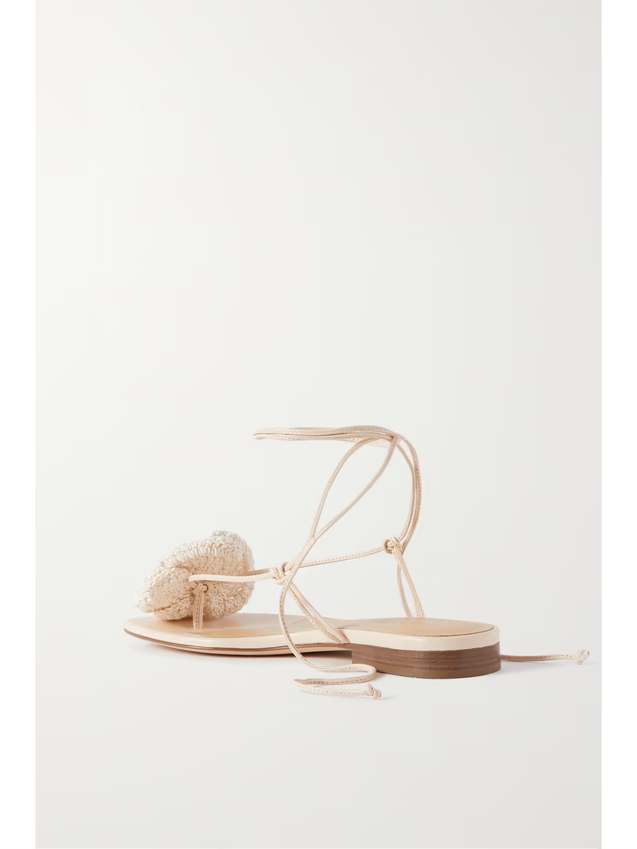 Crocheted cotton-blend and leather sandals Crocheted cotton-blend and leather sandals
