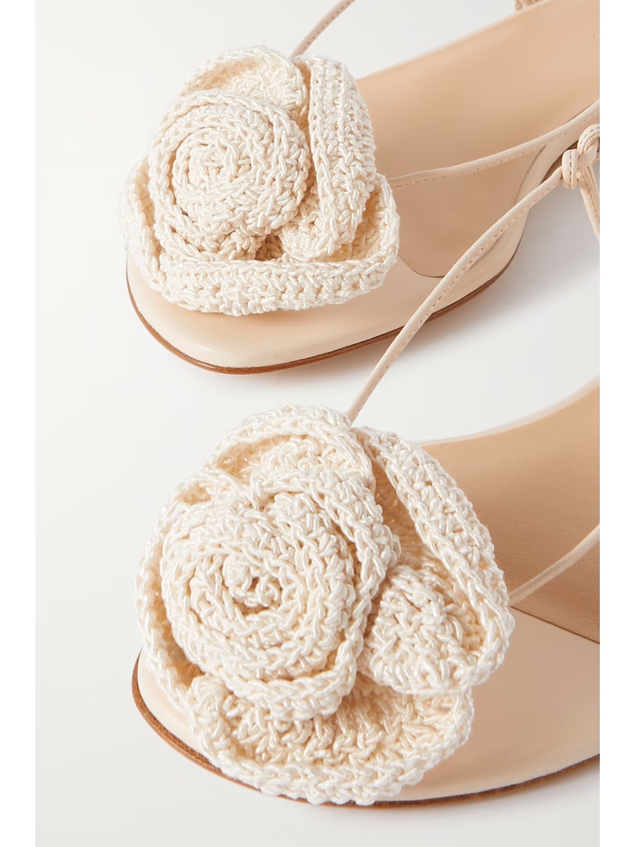 Crocheted cotton-blend and leather sandals Crocheted cotton-blend and leather sandals