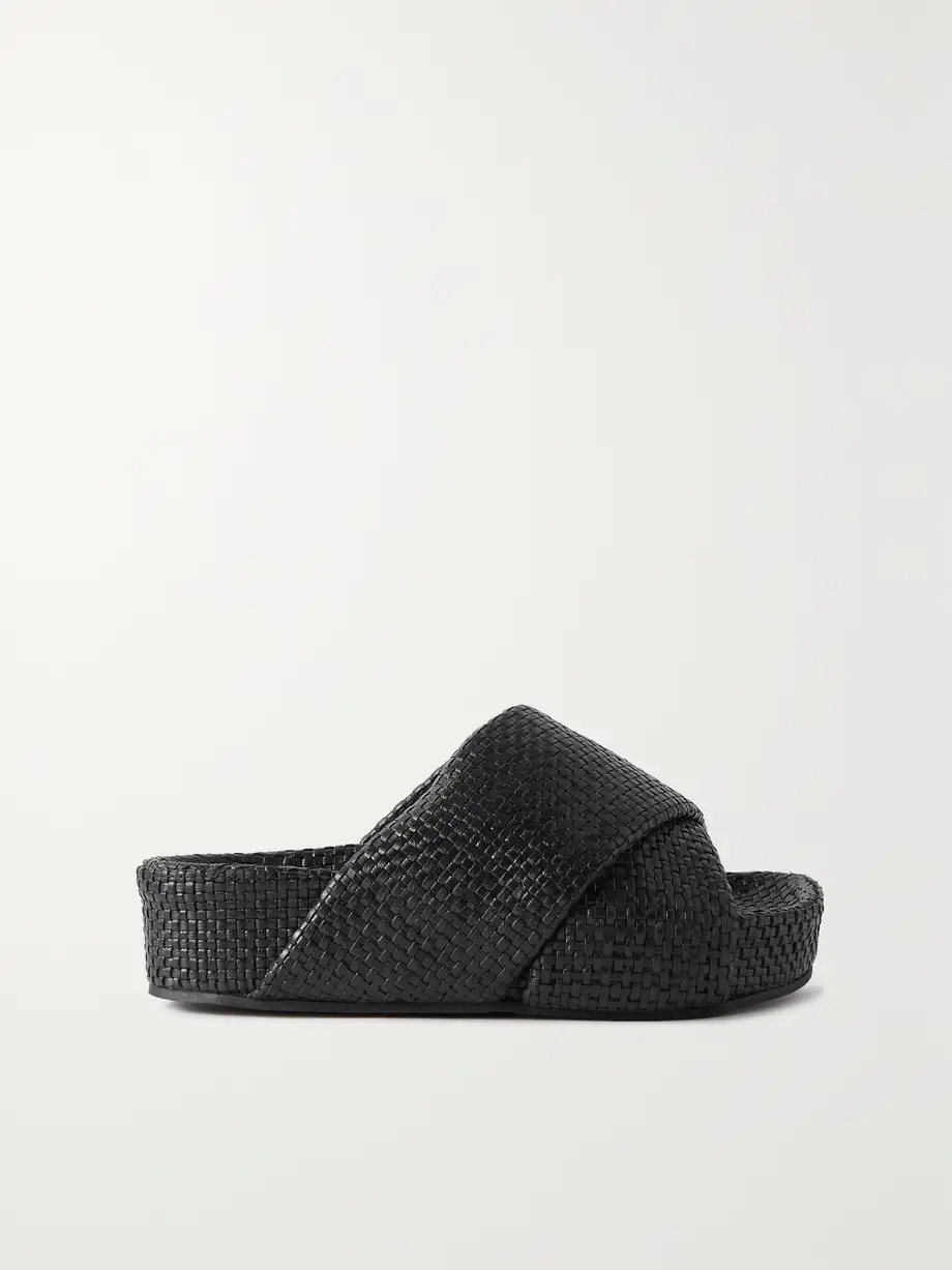 + NET SUSTAIN Woven leather platform slides + NET SUSTAIN Woven leather platform slides