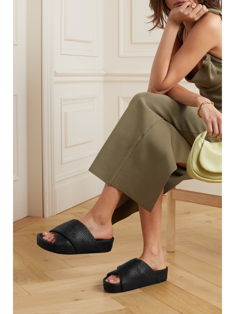 + NET SUSTAIN Woven leather platform slides + NET SUSTAIN Woven leather platform slides