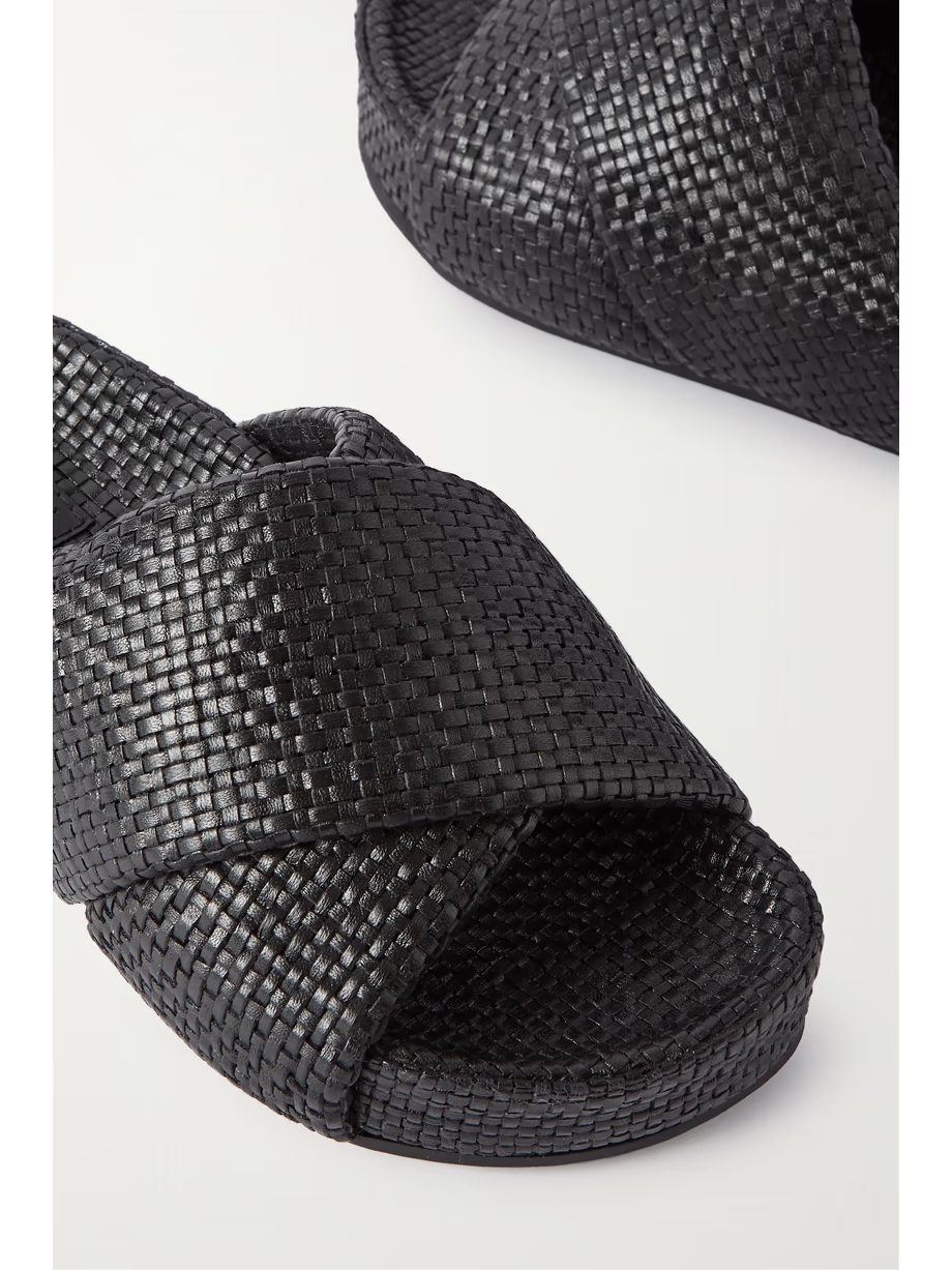+ NET SUSTAIN Woven leather platform slides + NET SUSTAIN Woven leather platform slides