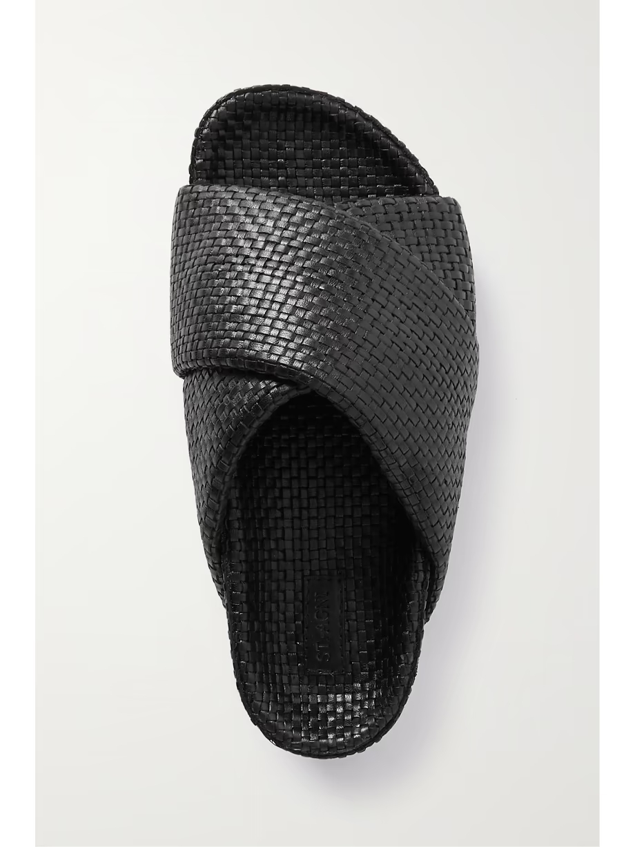 + NET SUSTAIN Woven leather platform slides + NET SUSTAIN Woven leather platform slides