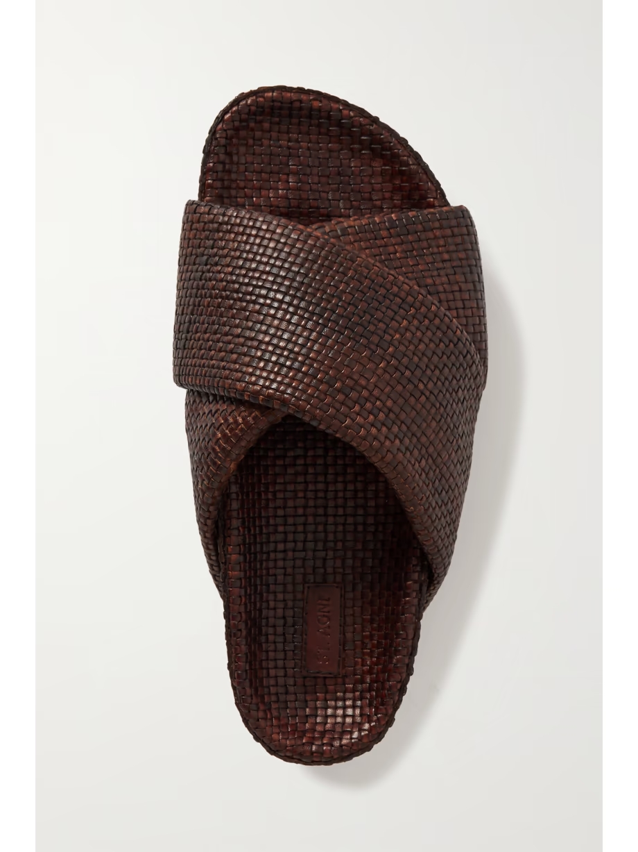 + NET SUSTAIN woven leather platform slides + NET SUSTAIN woven leather platform slides