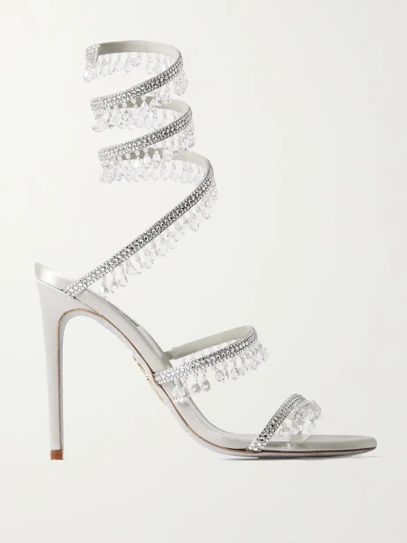 Cleo crystal-embellished satin sandals Cleo crystal-embellished satin sandals
