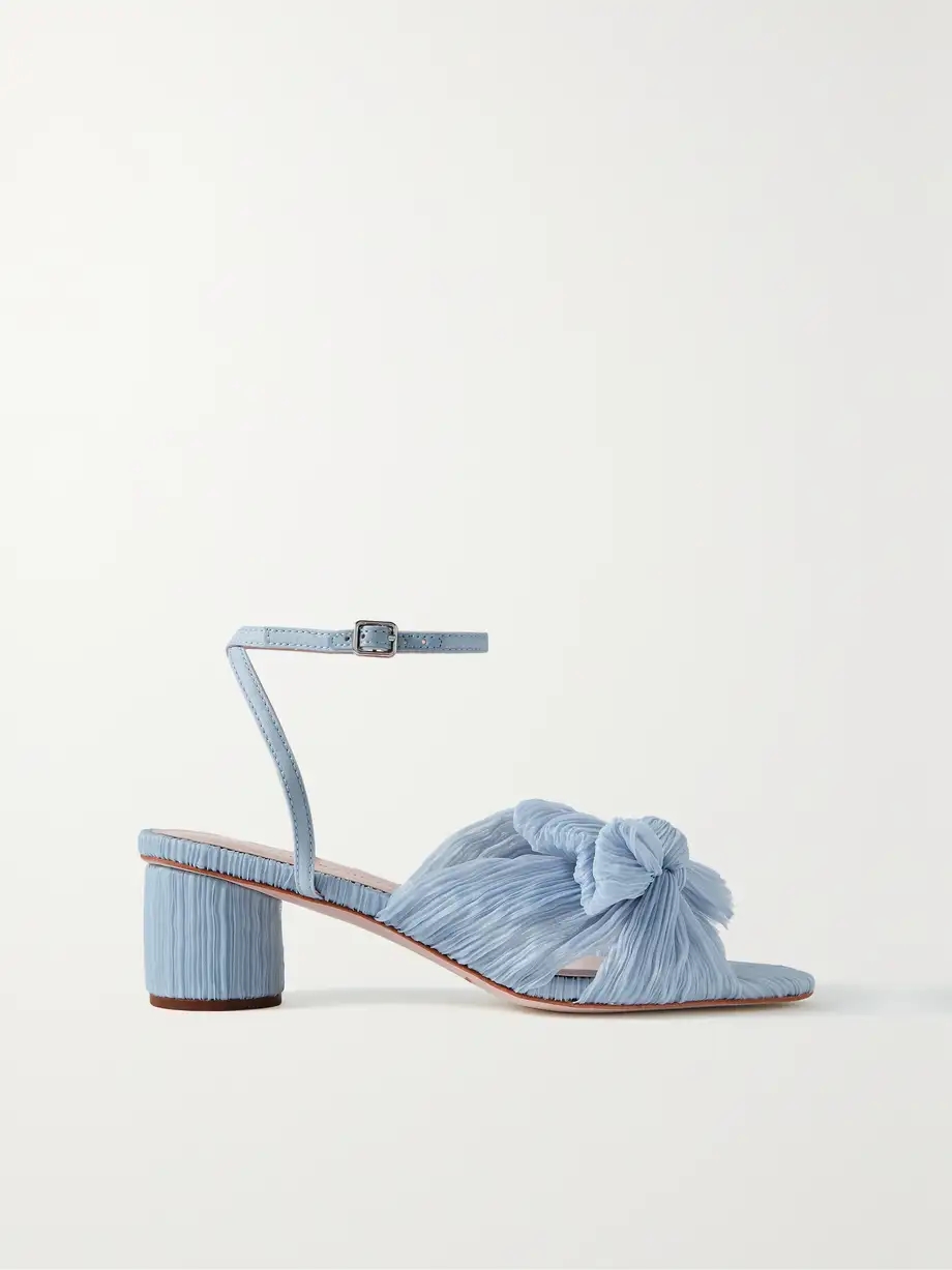 Dahlia faux leather-trimmed plissé-organza sandals Dahlia faux leather-trimmed plissé-organza sandals