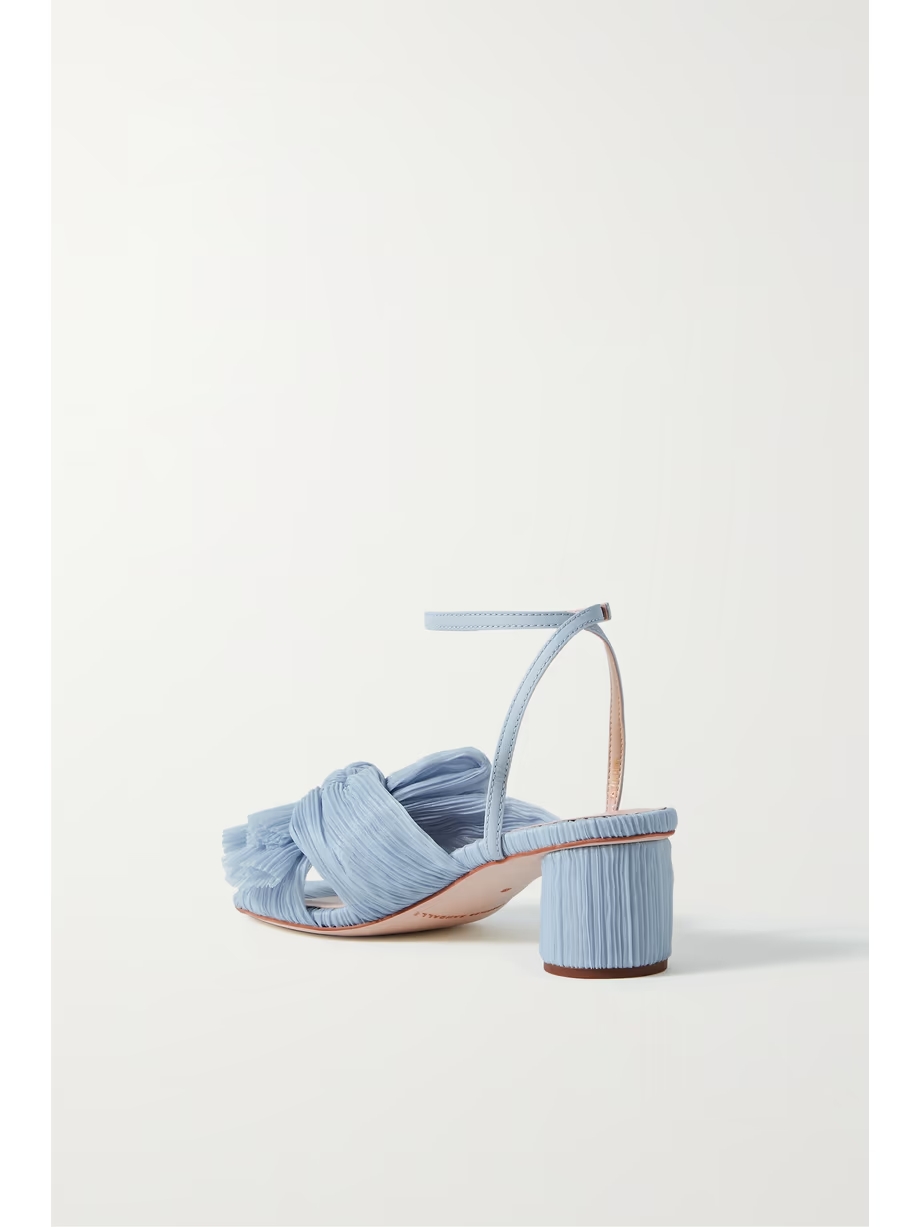 Dahlia faux leather-trimmed plissé-organza sandals Dahlia faux leather-trimmed plissé-organza sandals
