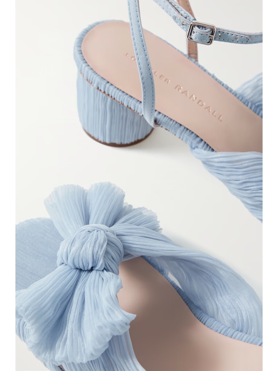 Dahlia faux leather-trimmed plissé-organza sandals Dahlia faux leather-trimmed plissé-organza sandals