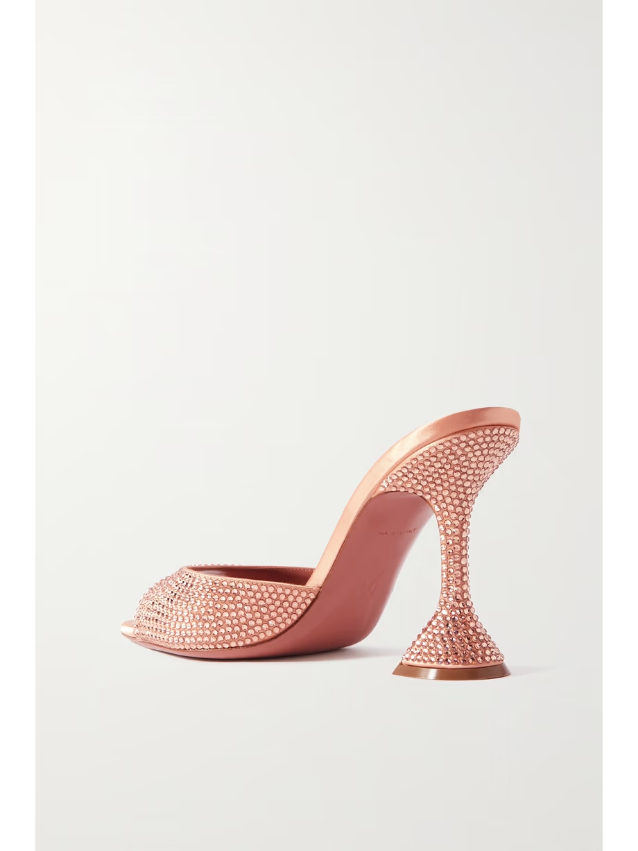 Caroline crystal-embellished satin mules Caroline crystal-embellished satin mules