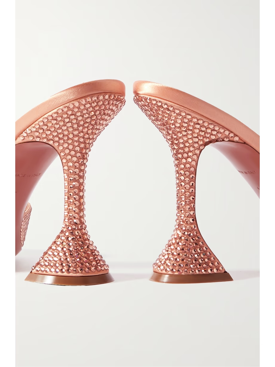Caroline crystal-embellished satin mules Caroline crystal-embellished satin mules