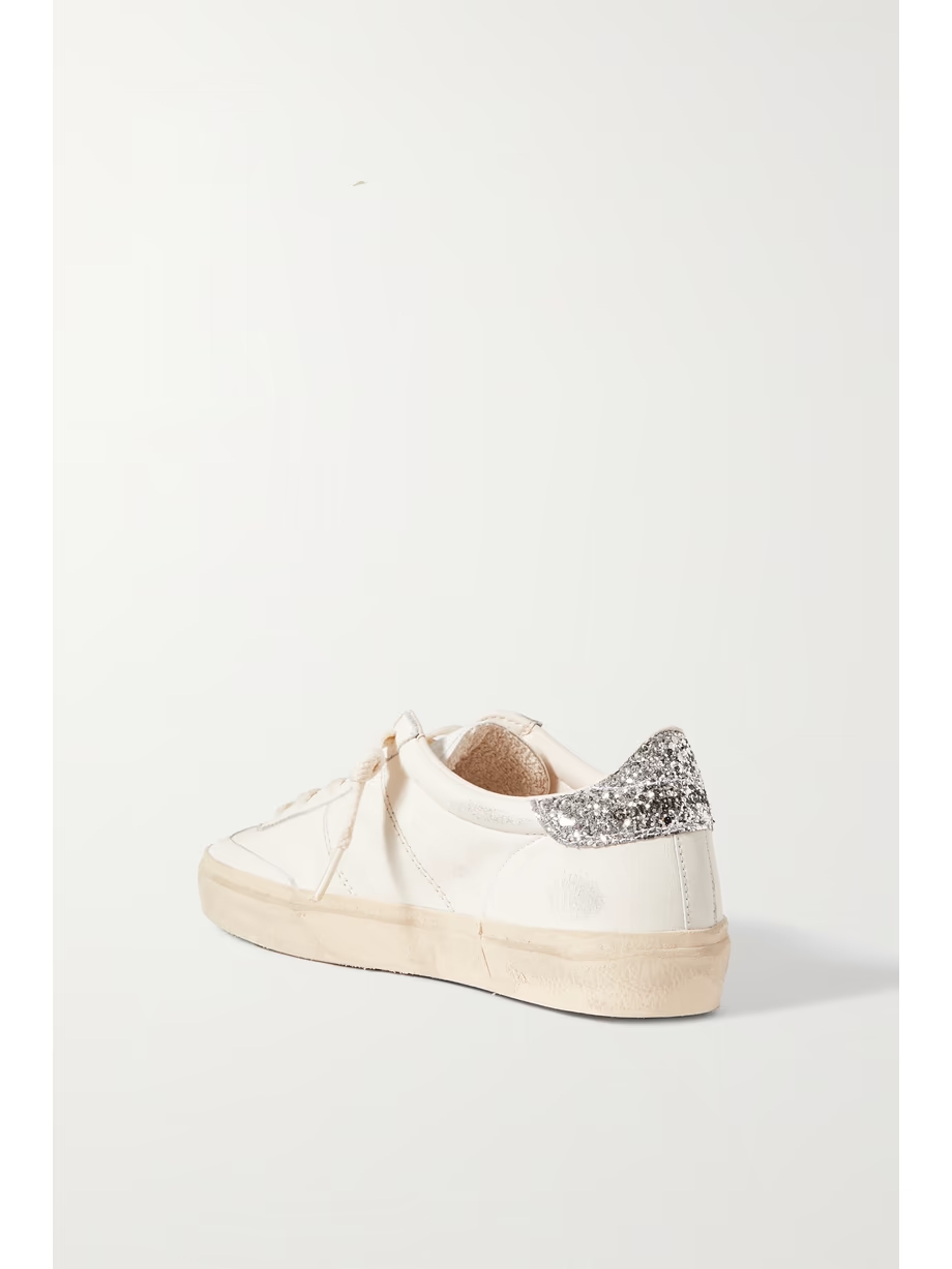 Soul-Star distressed glittered leather sneakers Soul-Star distressed glittered leather sneakers