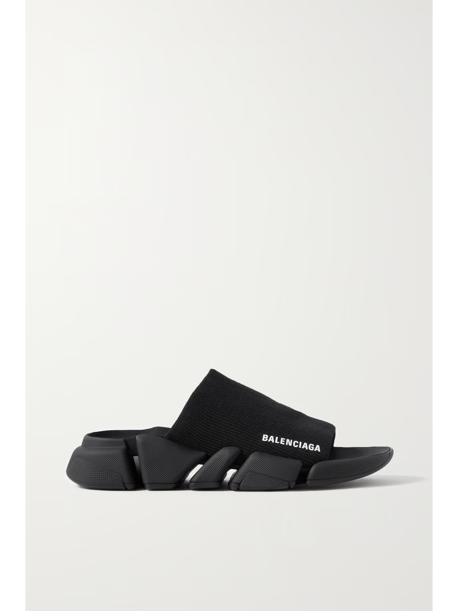 Speed 2.0 logo-print stretch-knit slides Speed 2.0 logo-print stretch-knit slides