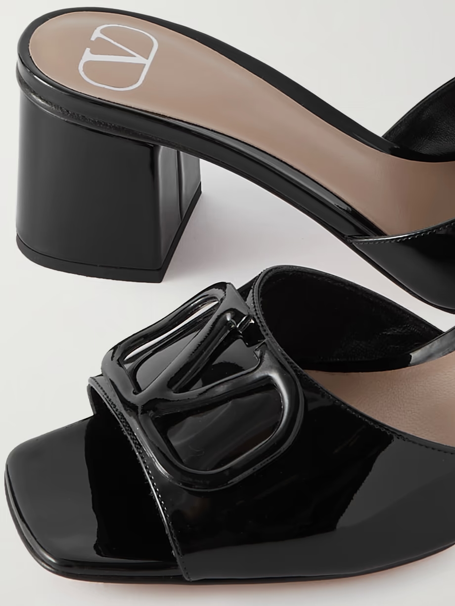 VLOGO embellished patent-leather mules VLOGO embellished patent-leather mules