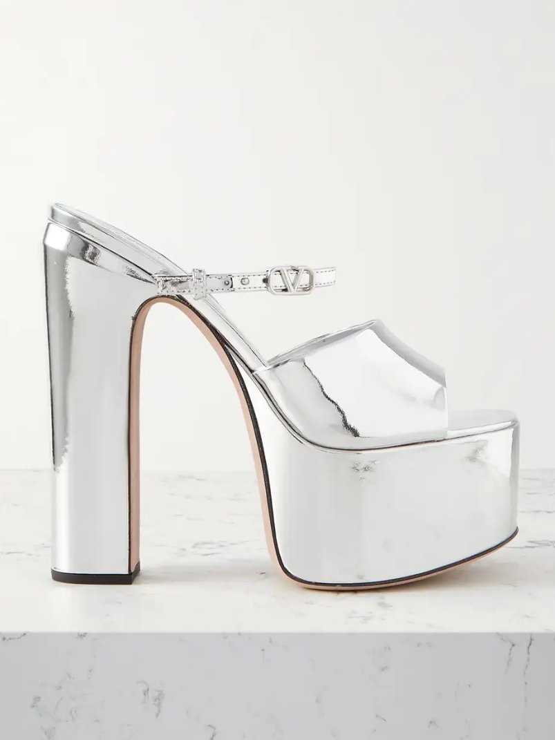 Tan-Go 155 mirrored-leather platform mules Tan-Go 155 mirrored-leather platform mules