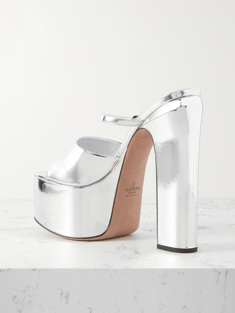 Tan-Go 155 mirrored-leather platform mules Tan-Go 155 mirrored-leather platform mules