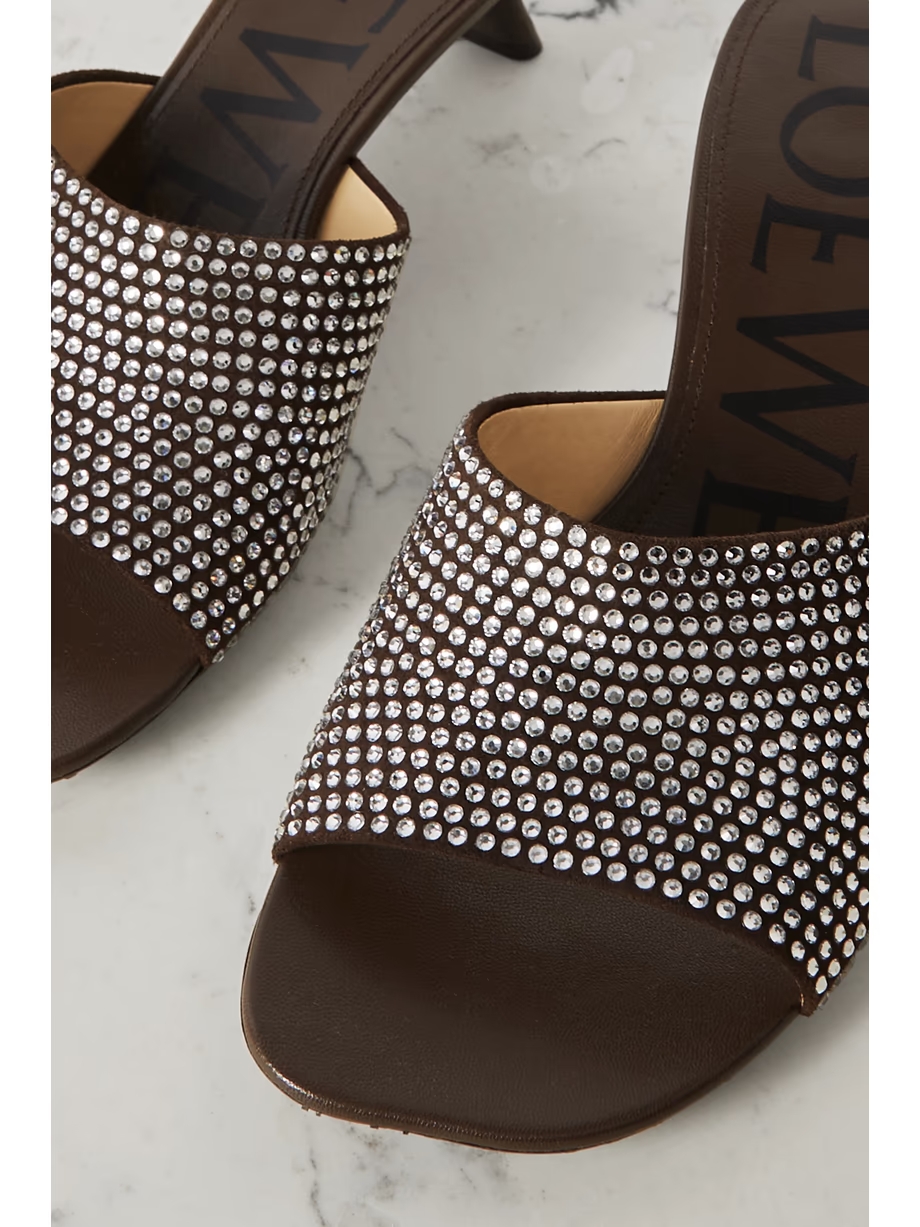 Petal crystal-embellished suede mules Petal crystal-embellished suede mules