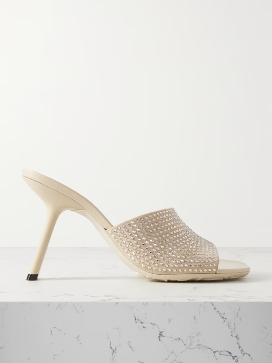 Petal crystal-embellished suede mules Petal crystal-embellished suede mules