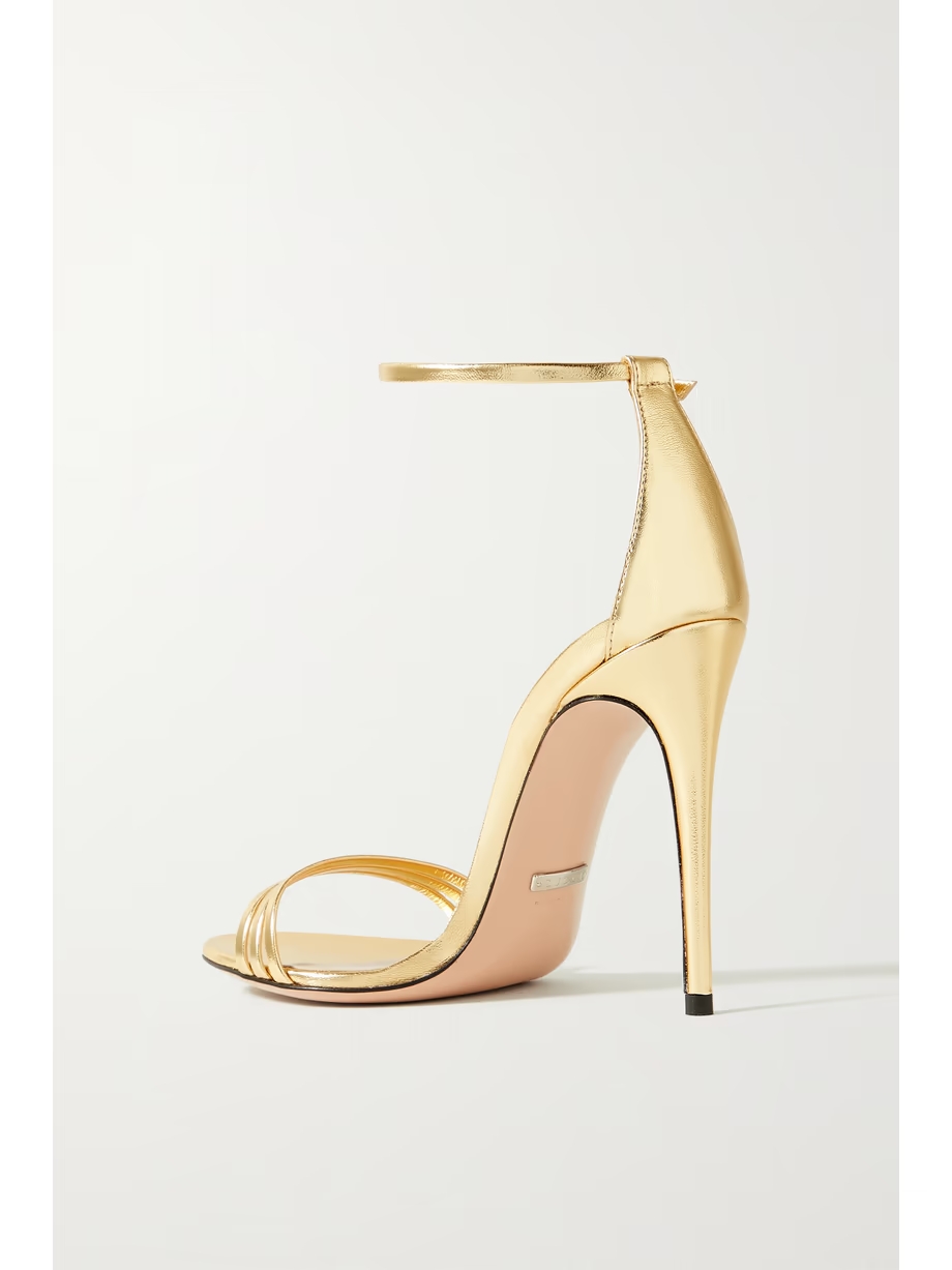 Crystal-embellished metallic leather sandals Crystal-embellished metallic leather sandals
