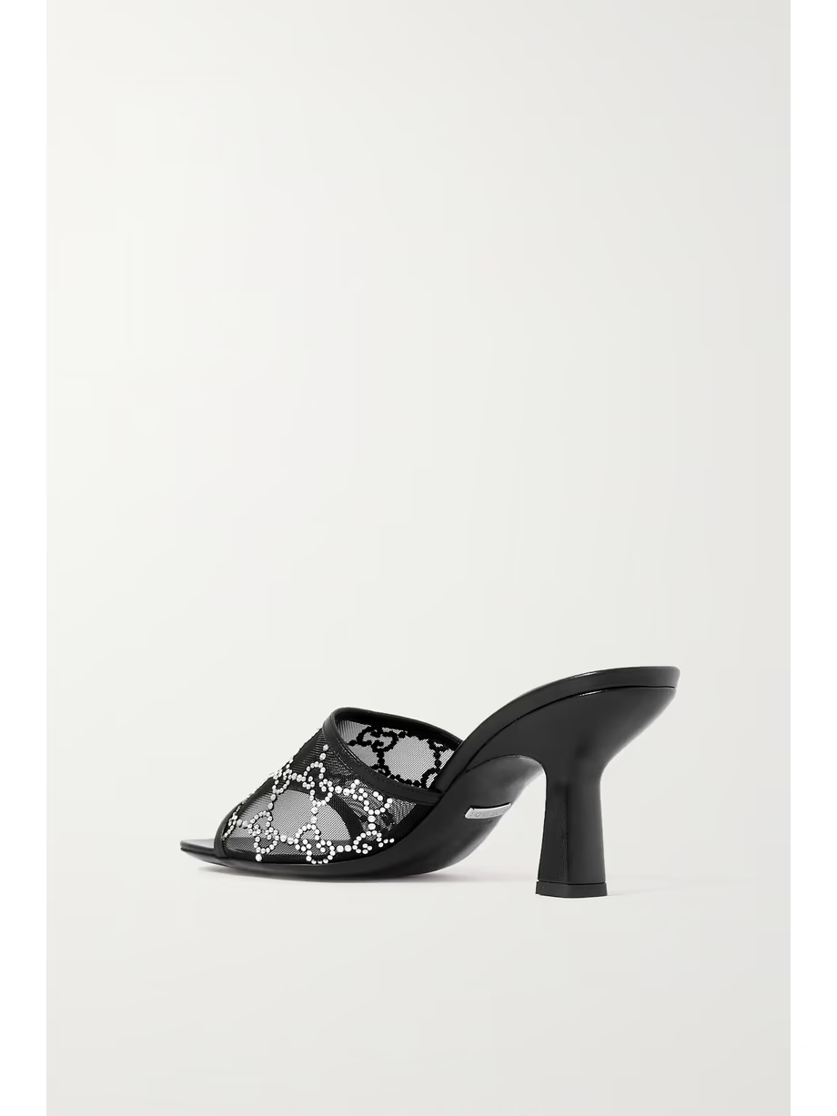Demi leather-trimmed crystal-embellished mesh mules Demi leather-trimmed crystal-embellished mesh mules