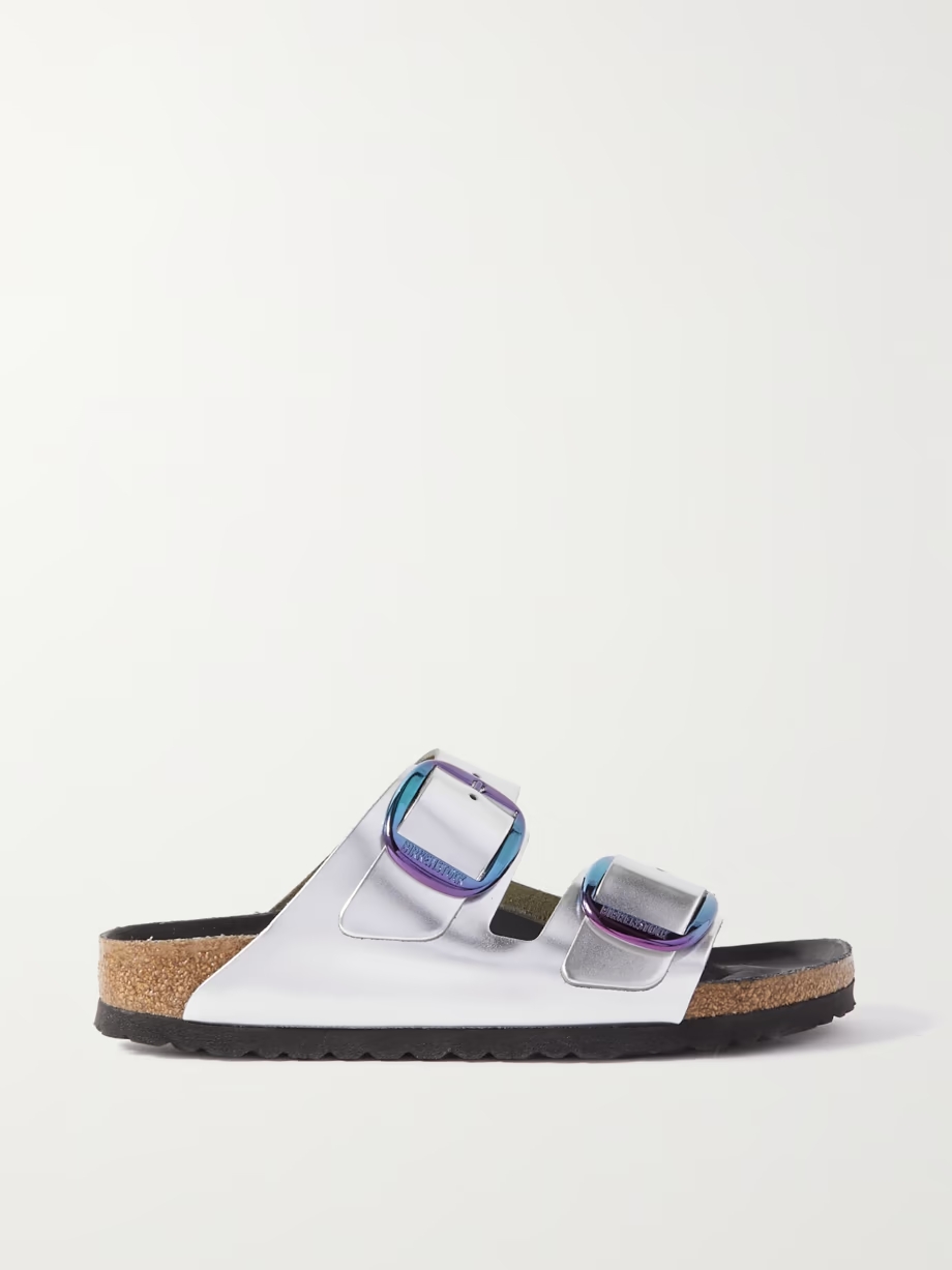 Arizona Big Buckle Lena metallic leather sandals Arizona Big Buckle Lena metallic leather sandals